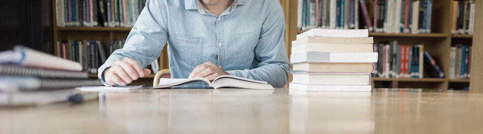 Personal reading book at library table