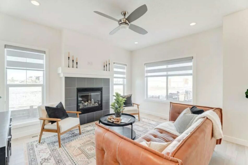 Interior shot of living room in a clean and modern home in Calgary