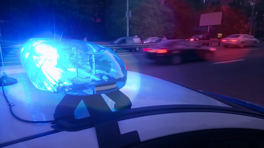 Lights on a police car