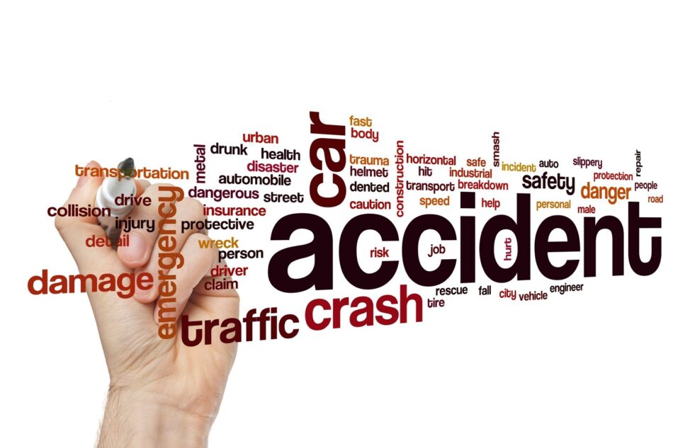 Hand writing words with the main words "Car Accident"