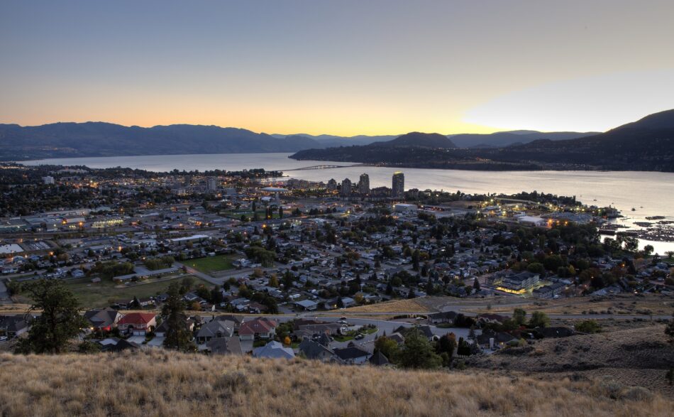View of downtown Kelowna and Okanagan Lake from Knox mountain