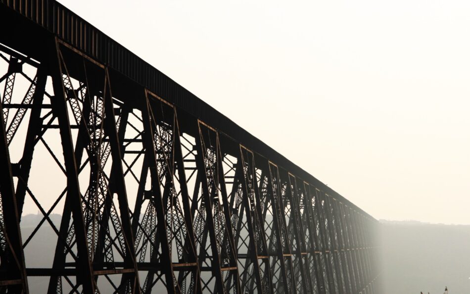 Raised train tracks in Lethbridge Alberta