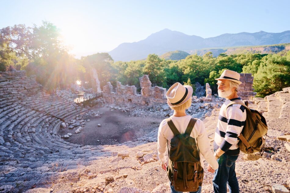 Senior couple travelling