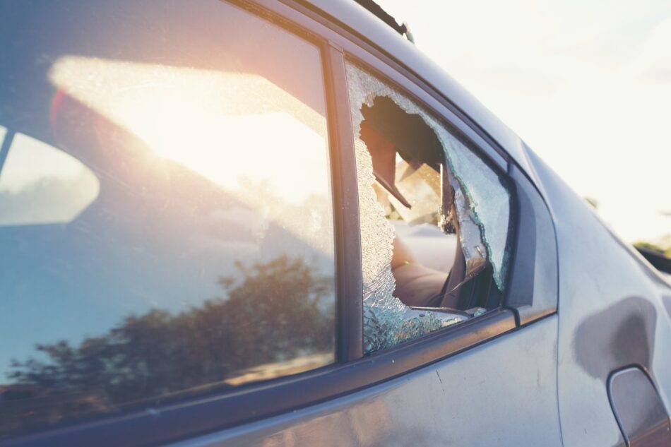 Car with broken back window