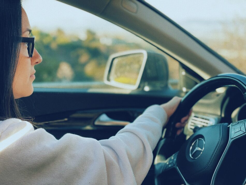 Woman driving a car