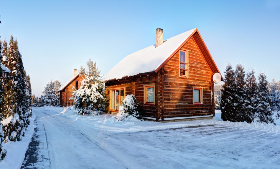 Heritage cottage in the winter forest