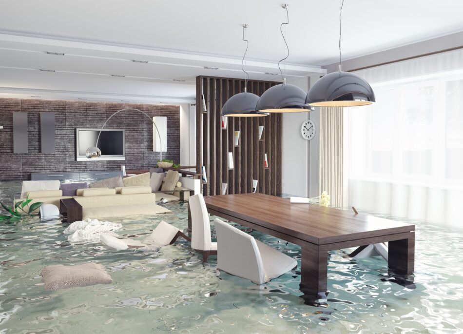 Flooded living room