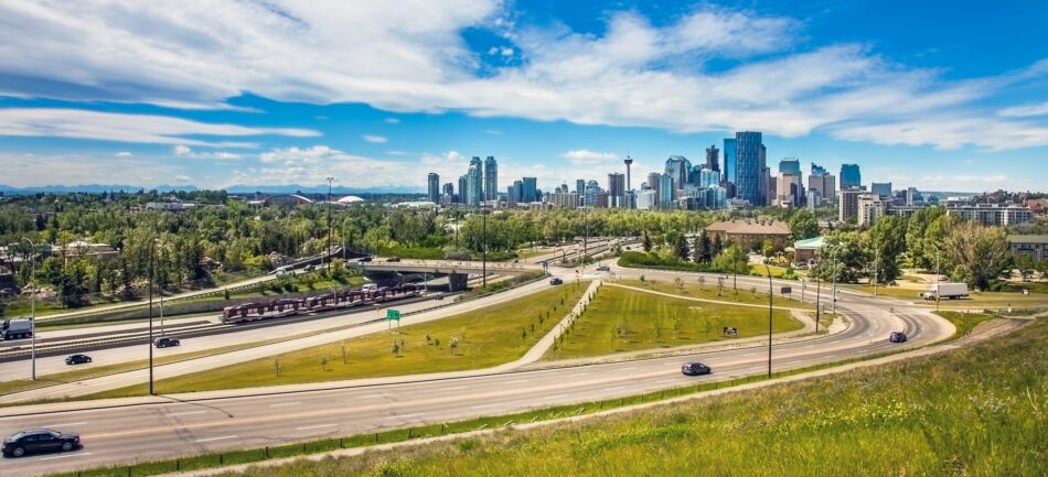 View of downtown Calgary from the highway