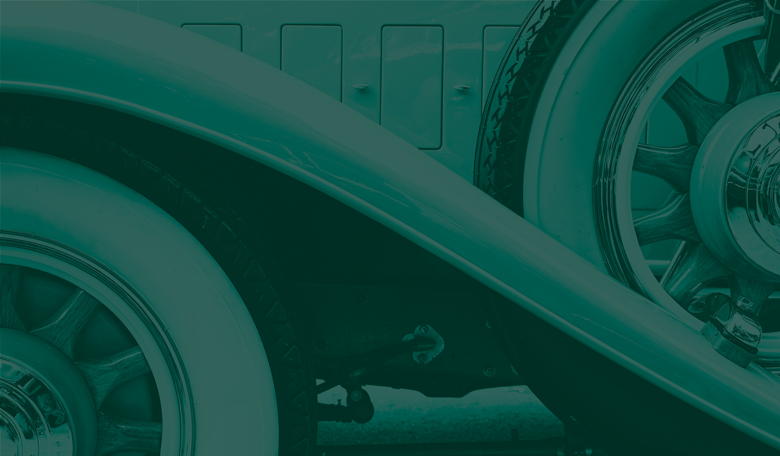 Closeup of side view of a vintage collector car