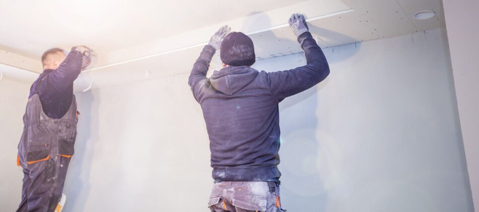 Drywallers at work