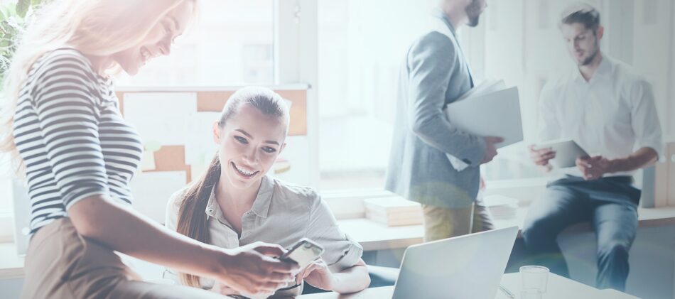 Employees at working talking
