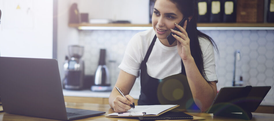 Woman working at a coffee shop